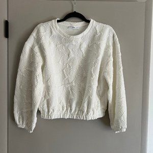 Textured Cropped Sweatshirt/Shirt